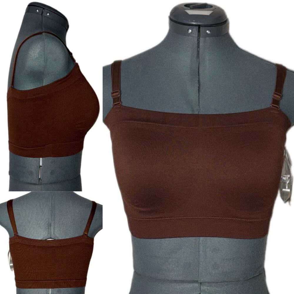 Truekind Wireless convertible Strapless Bandeau Bra Tube Top Brown Women's MED